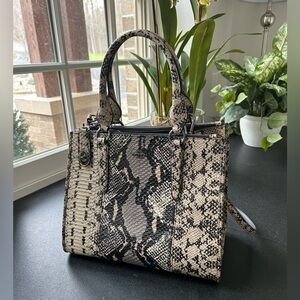 Coach snake embossed leather satchel with crossbody leather strap